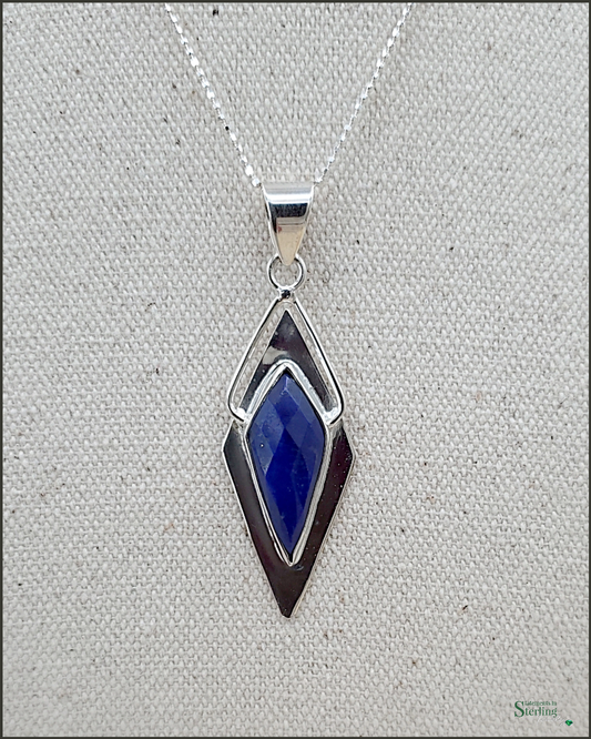 Lapis Lazuli and Sterling Silver Modern Pendant