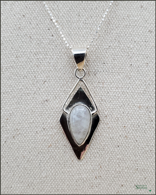 Moonstone and Sterling Silver Modern Pendant