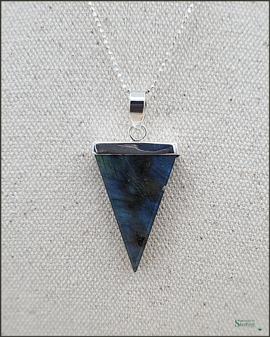 Labradorite and Sterling Silver Geometric Pendant