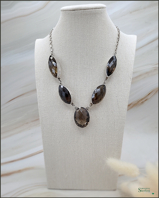 Smoky Topaz and Sterling Silver Necklace