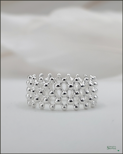 Sterling Silver Beaded Cigar Band Ring