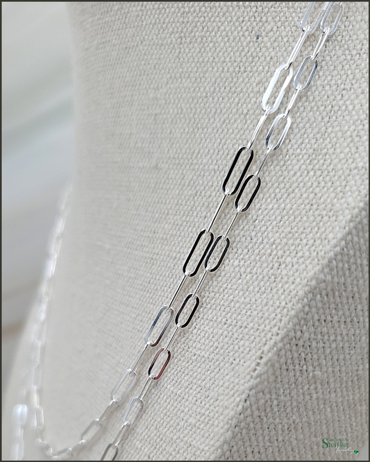 Sterling Silver Paperclip Link Layered Necklace