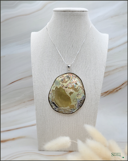 Roman Glass and Sterling Silver Statement Pendant III