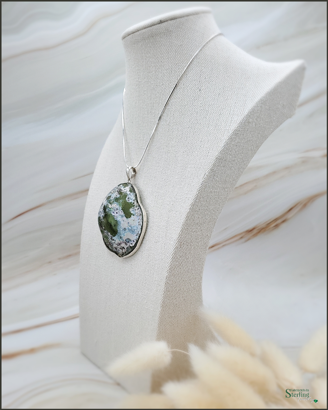 Roman Glass and Sterling Silver Statement Pendant IX