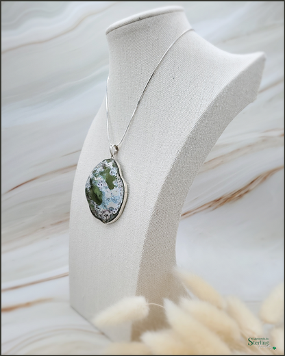 Roman Glass and Sterling Silver Statement Pendant IX