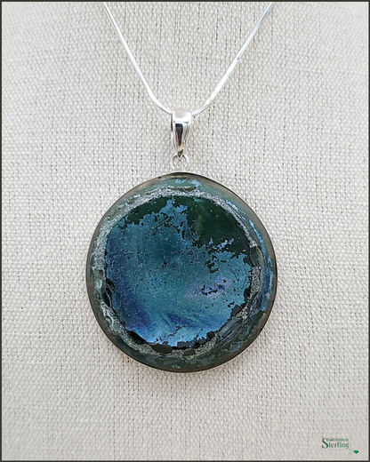 Roman Glass and Sterling Silver Statement Pendant VI