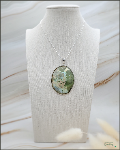 Roman Glass and Sterling Silver Statement Pendant X