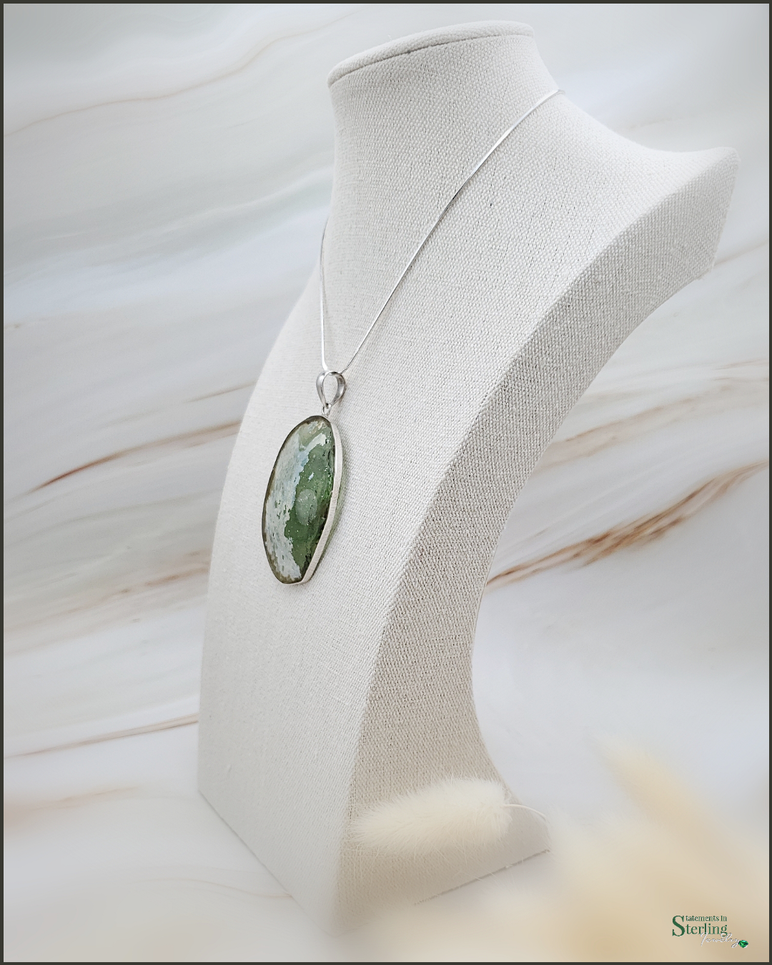 Roman Glass and Sterling Silver Statement Pendant X