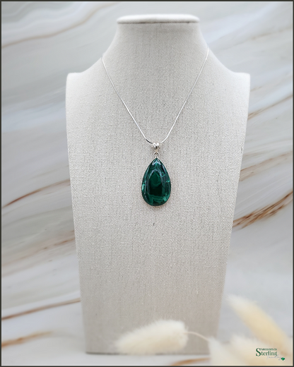 Malachite and Sterling Silver Teardrop Pendant