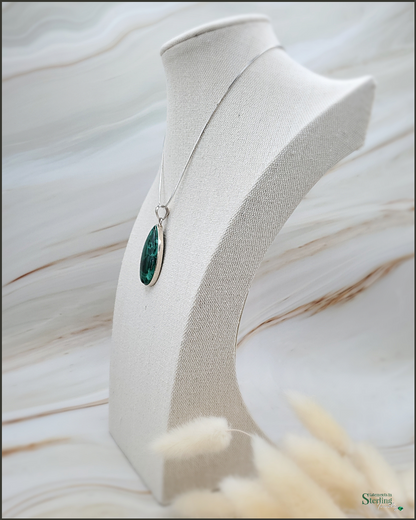 Malachite and Sterling Silver Teardrop Pendant