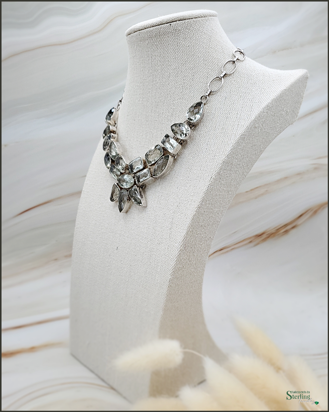 Green Amethyst and Sterling Silver Sparkle Necklace