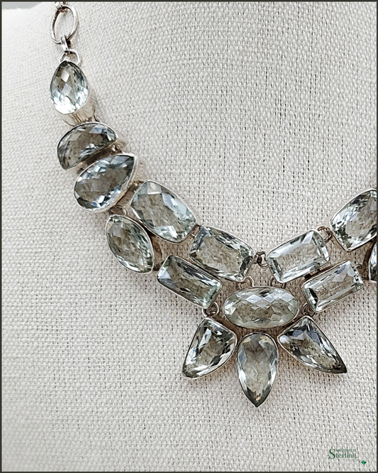 Green Amethyst and Sterling Silver Sparkle Necklace