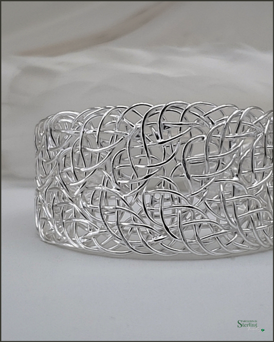 Wired Bold Solid Sterling Silver Cuff Bracelet in Polished