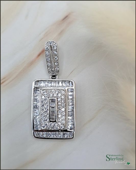 White Topaz and Sterling Silver Art Deco Pendant