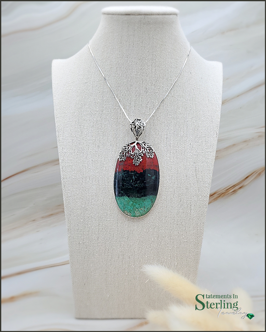 Sonoran Sunrise Jasper and Sterling Silver Oversize Pendant