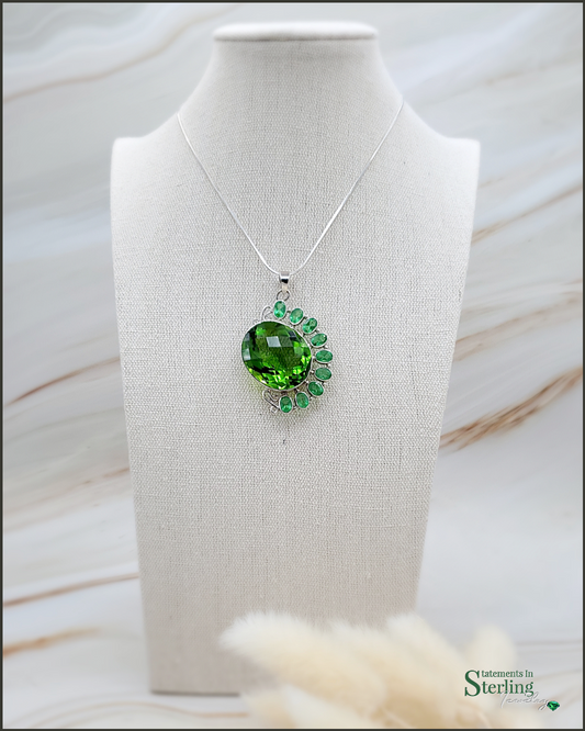 Green Quartz and Sterling Silver Pendant