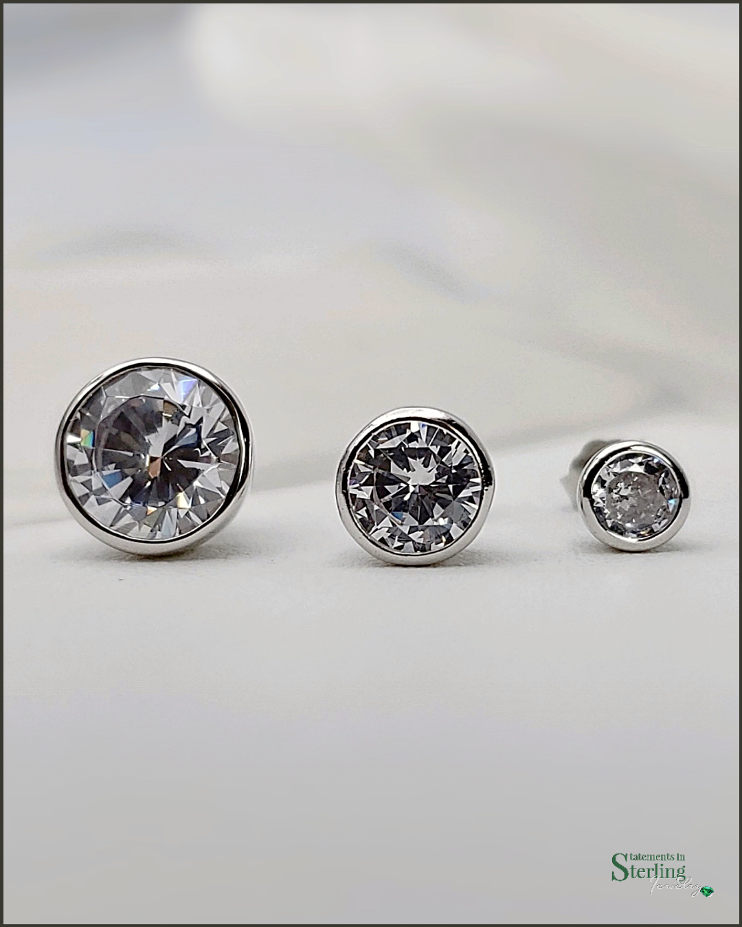 Sterling Silver Sparkling Cubic Zirconia Stud Earrings