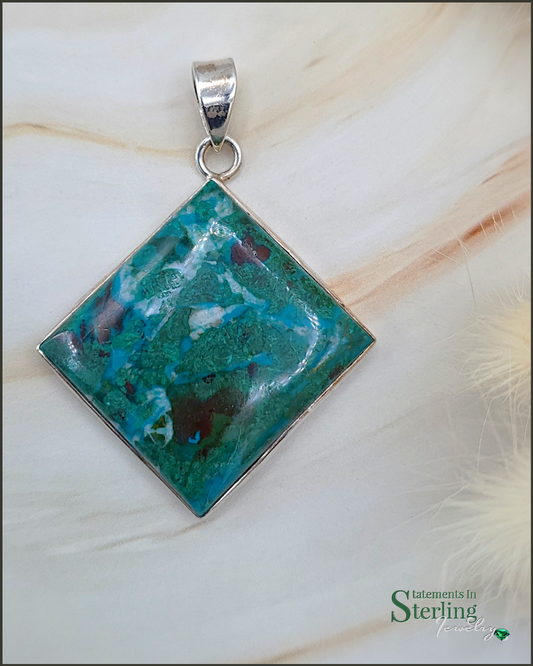 Chrysocolla and Sterling Silver Pendant