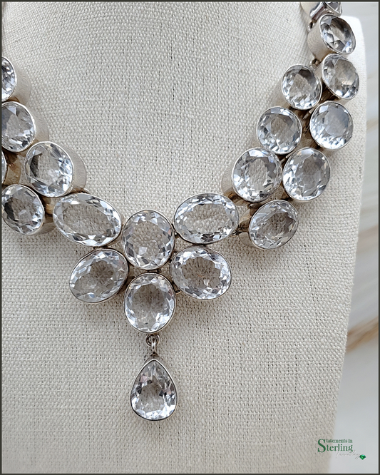 White Topaz and Sterling Silver Royalty Necklace