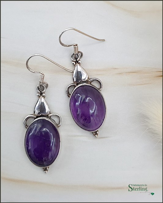 Purple African Amethyst and Sterling Silver Earrings