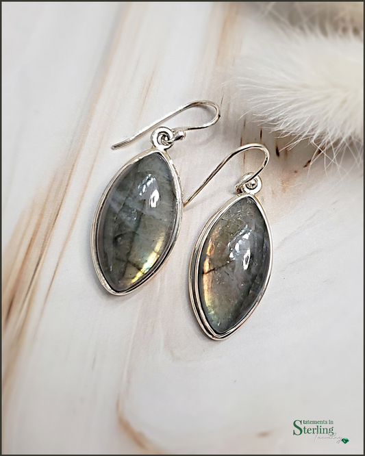 Fire Labradorite and Sterling Silver Earrings