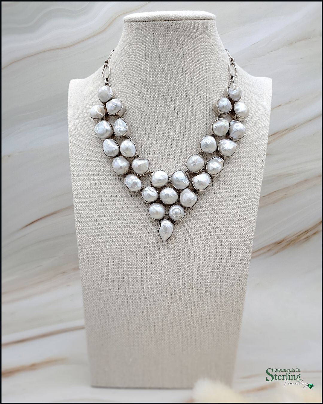 Freshwater Baroque Pearl and Sterling Silver Necklace