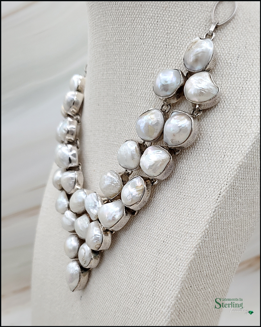 Freshwater Baroque Pearl and Sterling Silver Necklace