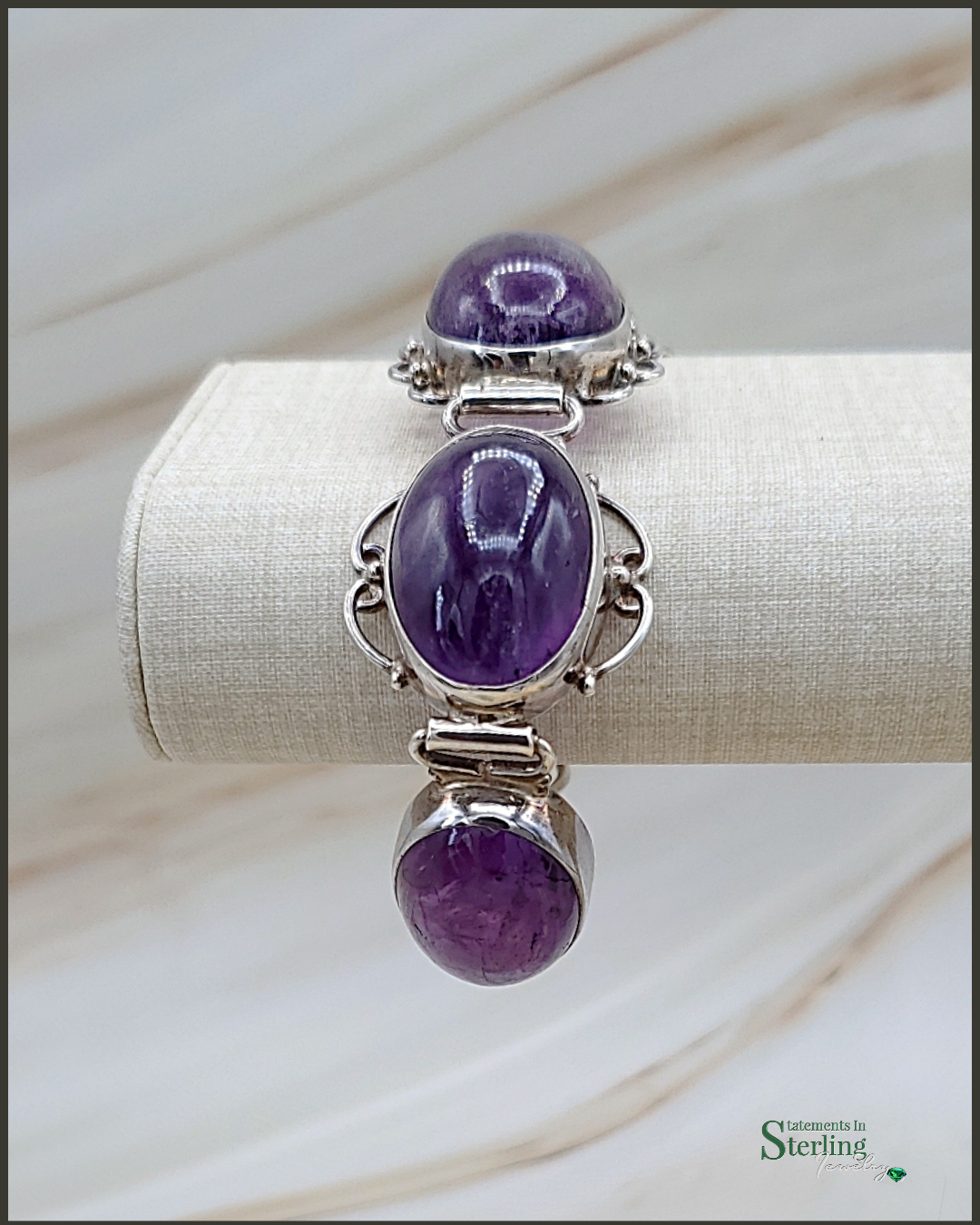 Purple African Amethyst and Sterling Silver Bracelet