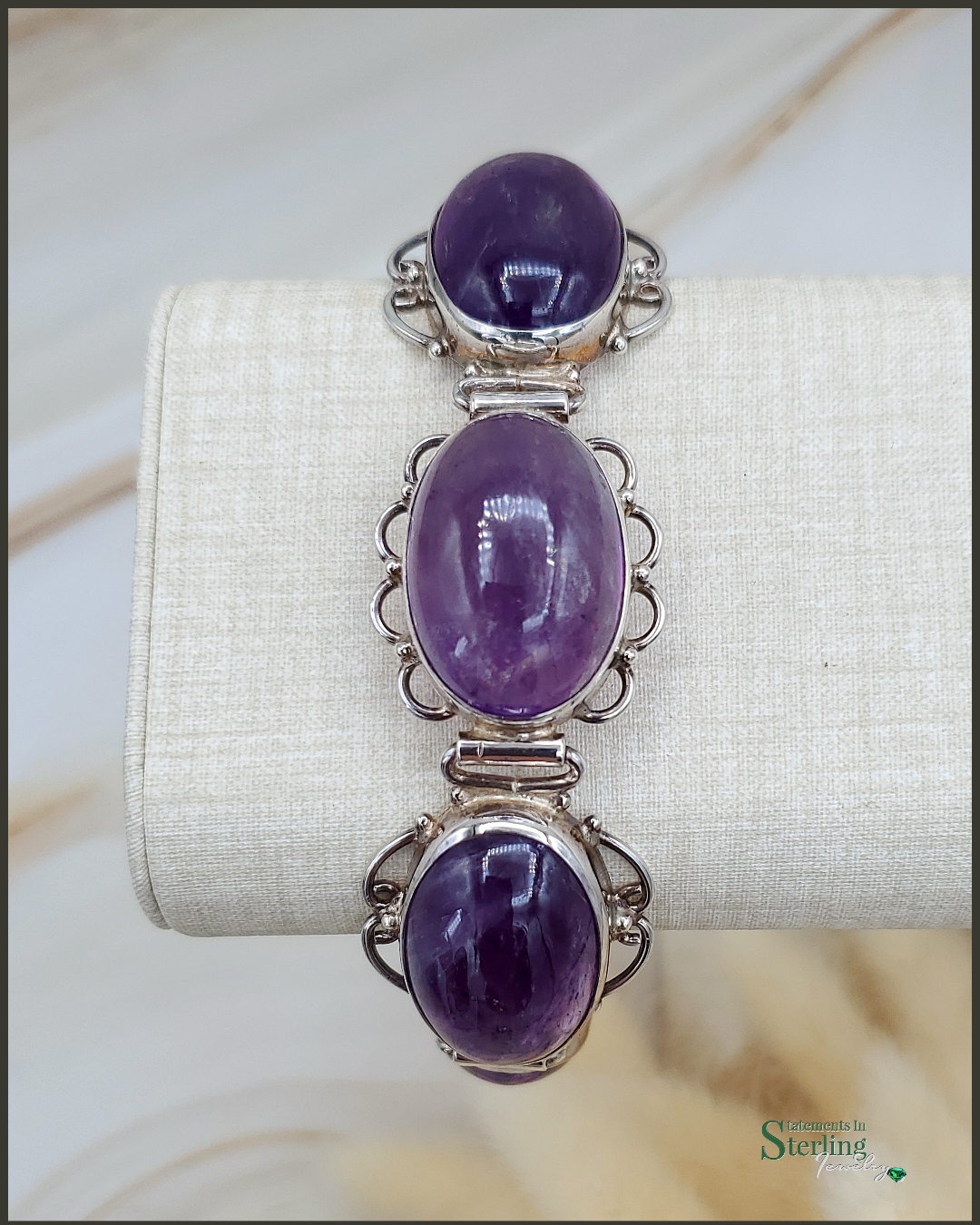 Purple African Amethyst and Sterling Silver Bracelet