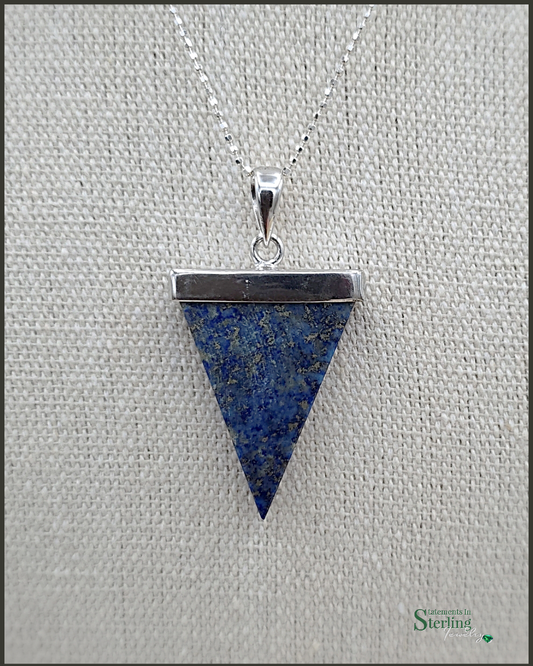 Lapis Lazuli and Sterling Silver Geometric Pendant