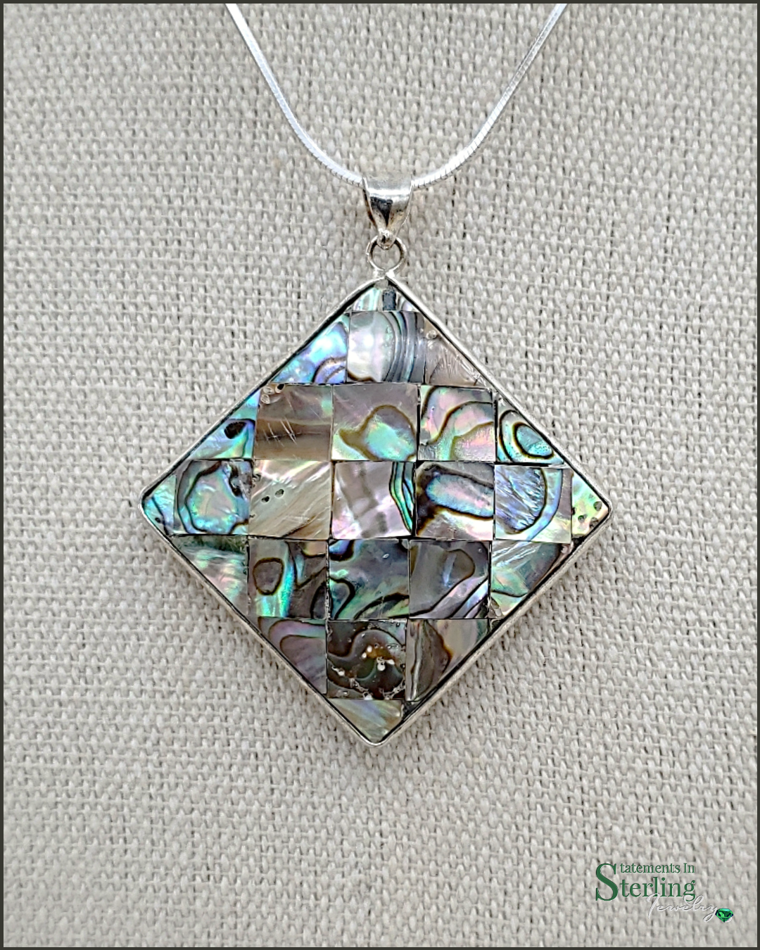 Abalone Shell Inlay and Sterling Silver Reversible Pendant