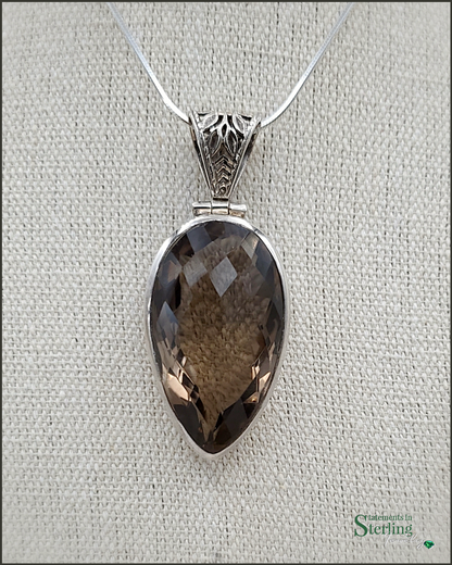 Smoky Topaz and Sterling Silver Pear Pendant