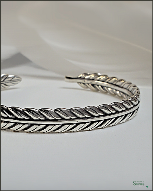 Sterling Silver Feather Cuff Bracelet