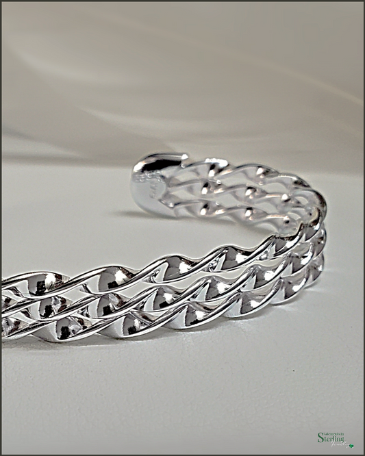 Sterling Silver Triple Twist Cuff Bracelet