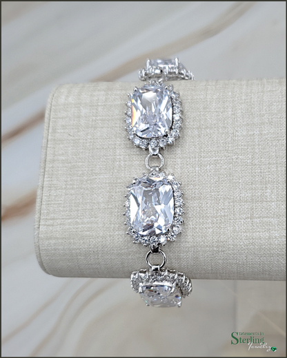 White Topaz and Sterling Silver Fancy Cut Bracelet