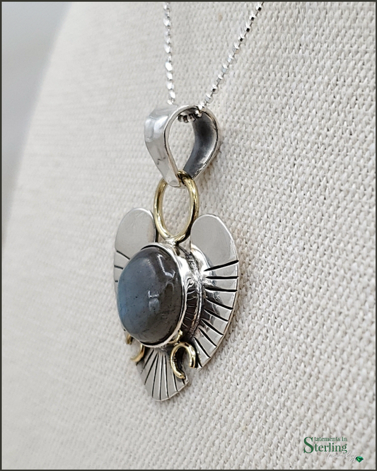 Sterling Silver Two-Tone Western Heart in Labradorite