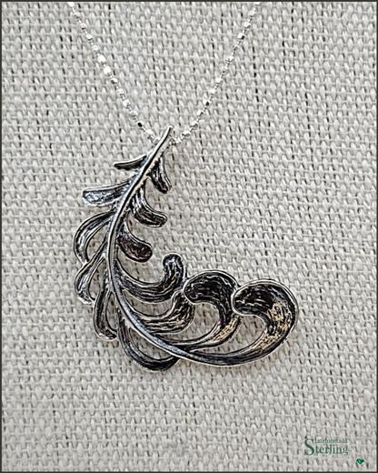 Sterling Silver Fancy Feather Pendant