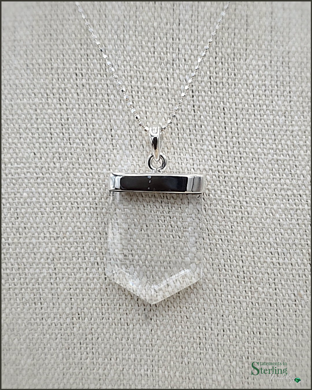 Clear Quartz and Sterling Silver Pendant