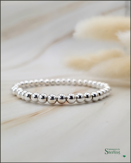 Sterling Silver Bead Stretch Bracelet