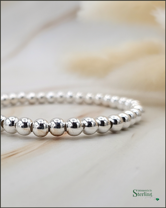 Sterling Silver Bead Stretch Bracelet