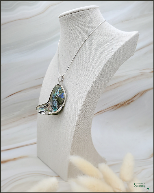 Roman Glass and Sterling Silver Statement Pendant III