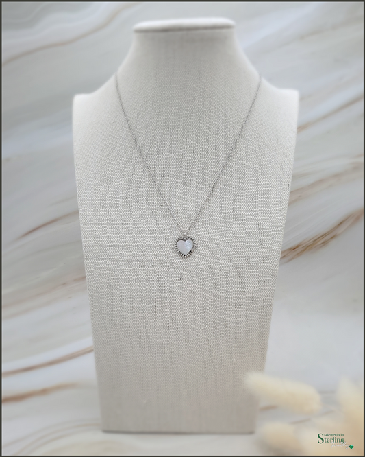 Mother of Pearl and Sterling Silver Heart Necklace
