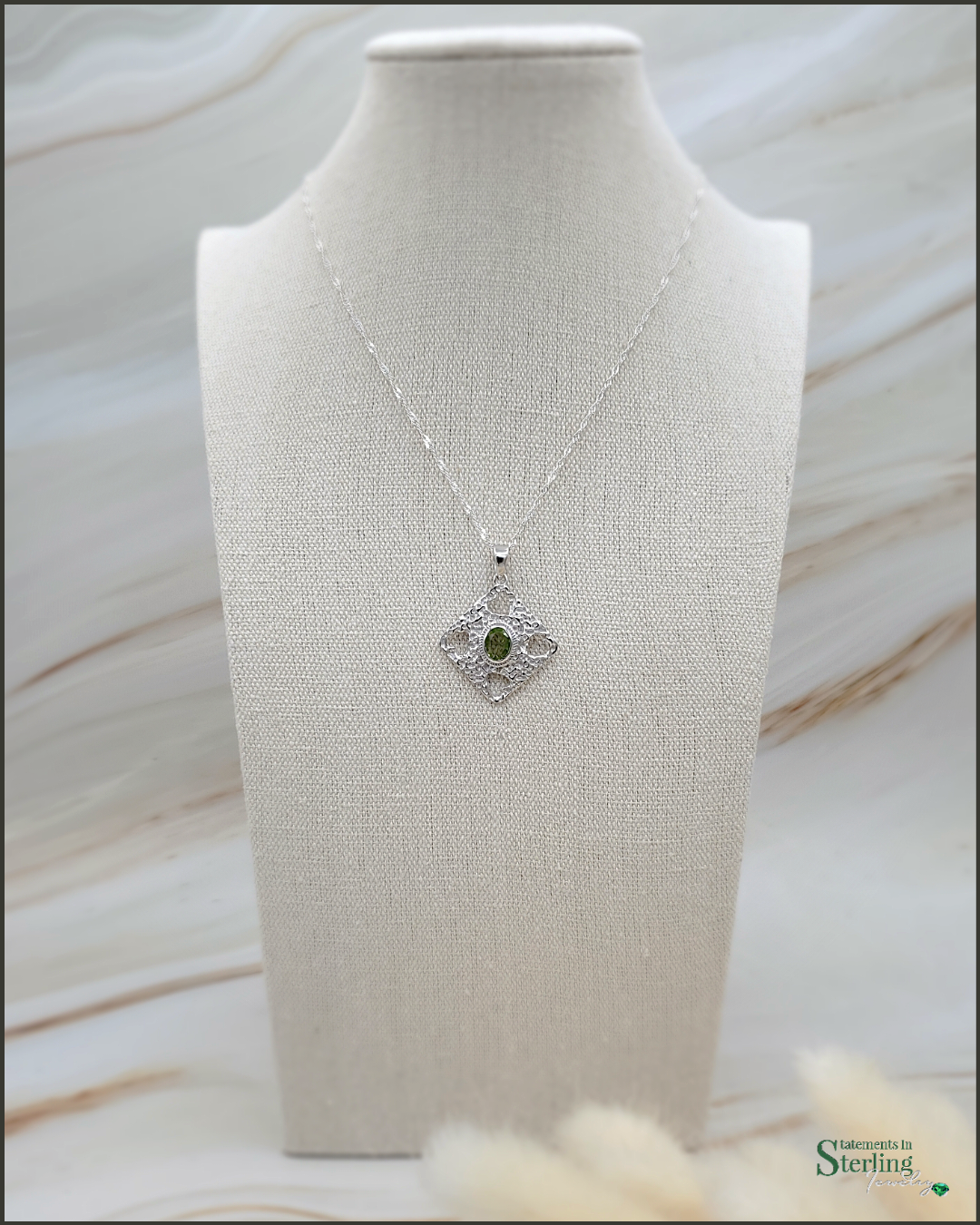 Gemstone Heart Cutout Pendant in Peridot and Sterling Silver