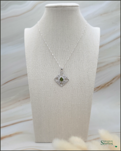 Gemstone Heart Cutout Pendant in Peridot and Sterling Silver