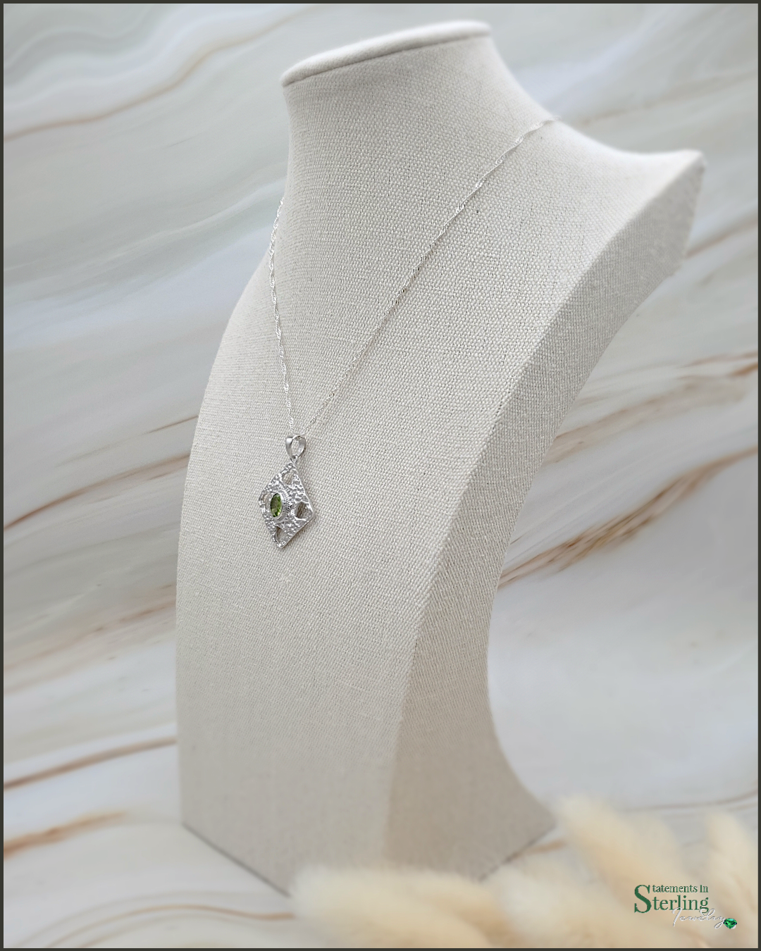 Gemstone Heart Cutout Pendant in Peridot and Sterling Silver