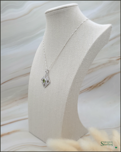 Gemstone Heart Cutout Pendant in Peridot and Sterling Silver