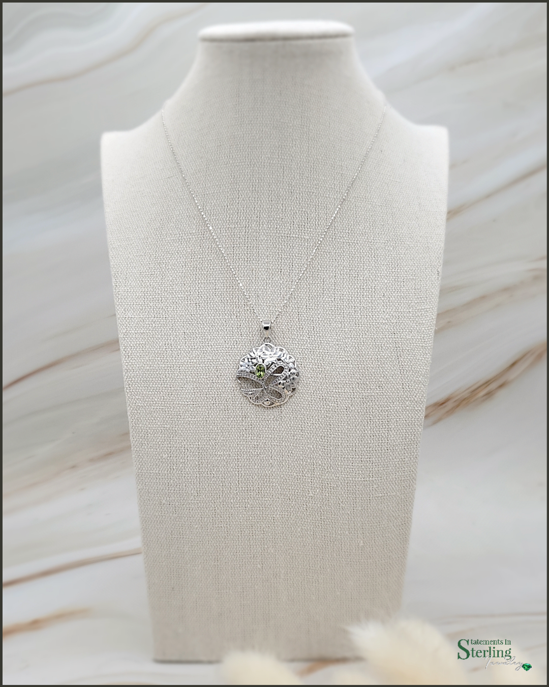 Gemstone Butterfly Cutout Pendant in Peridot and Sterling Silver