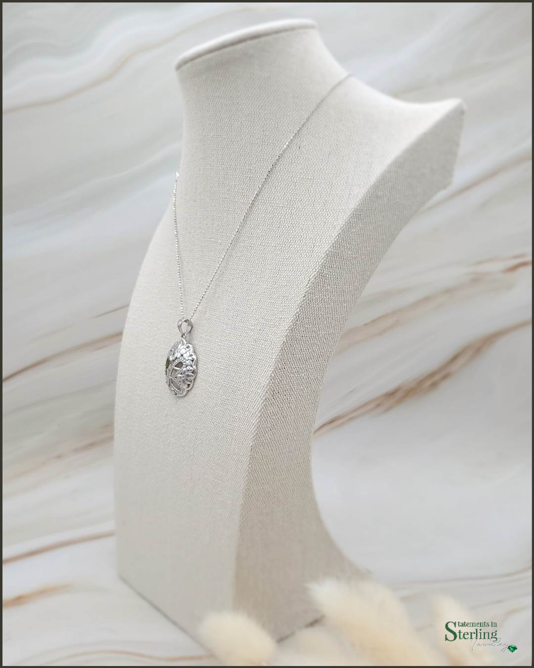 Gemstone Butterfly Cutout Pendant in Peridot and Sterling Silver