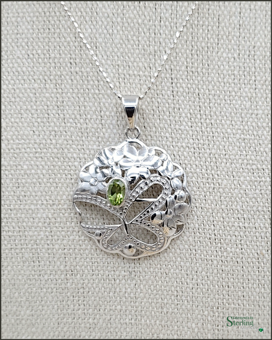 Gemstone Butterfly Cutout Pendant in Peridot and Sterling Silver