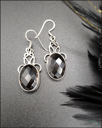 Smoky Quartz and Sterling Silver Filigree Drop Earrings